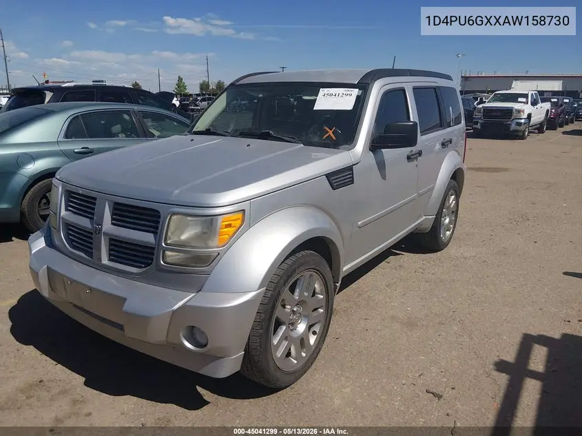 2010 Dodge Nitro Detonator VIN: 1D4PU6GXXAW158730 Lot: 45041299
