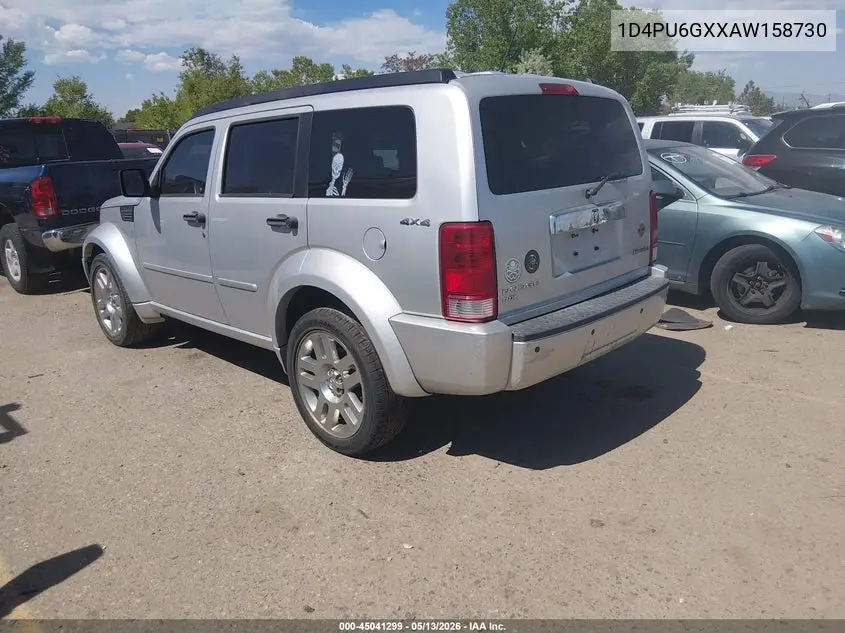 2010 Dodge Nitro Detonator VIN: 1D4PU6GXXAW158730 Lot: 45041299