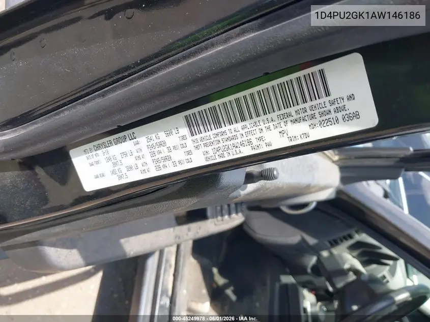 2010 Dodge Nitro Se VIN: 1D4PU2GK1AW146186 Lot: 45249978