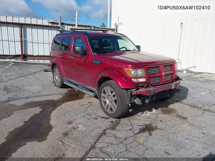 2010 Dodge Nitro Sxt VIN: 1D4PU5GX6AW102410 Lot: 45381224
