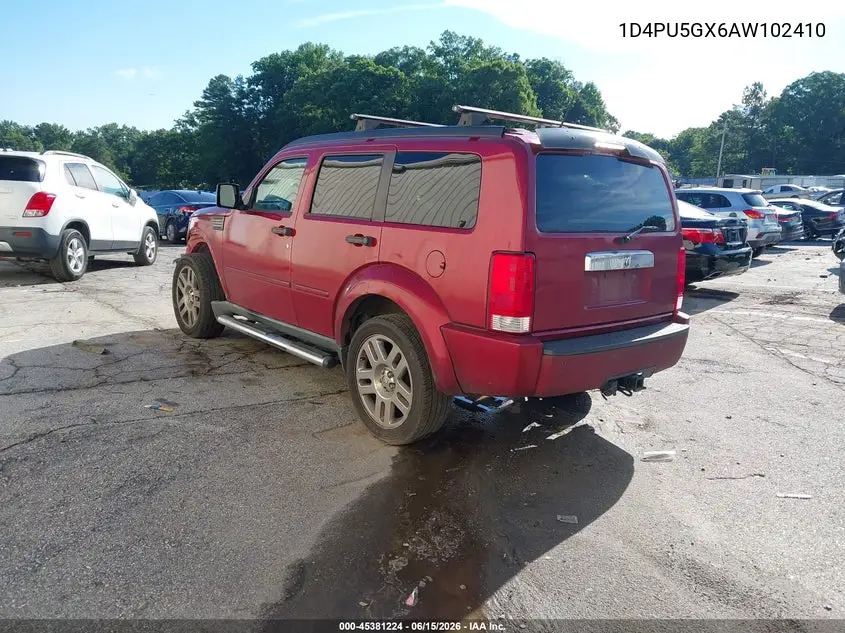 2010 Dodge Nitro Sxt VIN: 1D4PU5GX6AW102410 Lot: 45381224