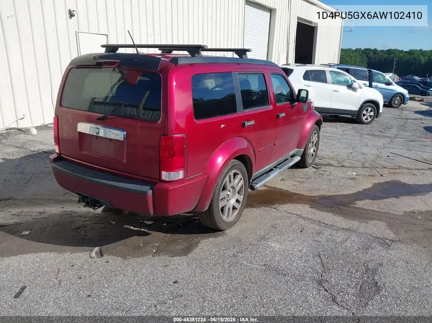 2010 Dodge Nitro Sxt VIN: 1D4PU5GX6AW102410 Lot: 45381224