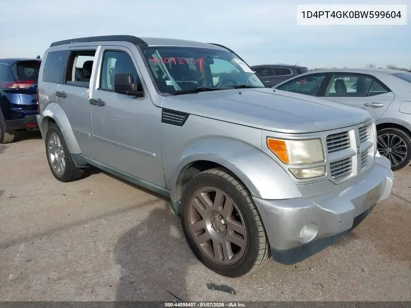 2011 Dodge Nitro Heat VIN: 1D4PT4GK0BW599604 Lot: 44098457