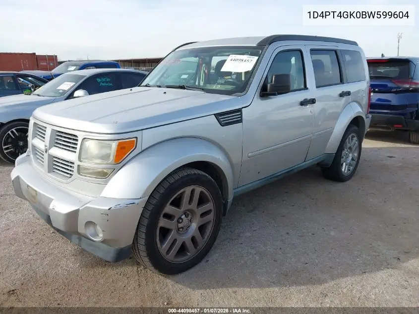 2011 Dodge Nitro Heat VIN: 1D4PT4GK0BW599604 Lot: 44098457