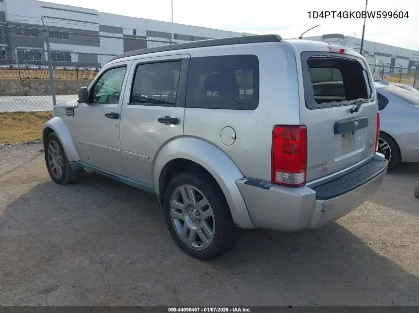 2011 Dodge Nitro Heat VIN: 1D4PT4GK0BW599604 Lot: 44098457