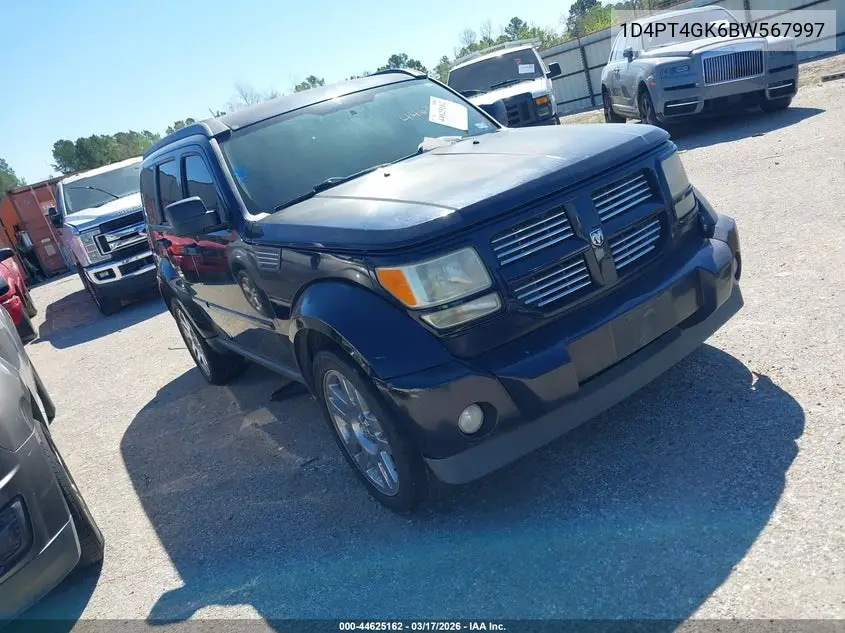 2011 Dodge Nitro Heat VIN: 1D4PT4GK6BW567997 Lot: 44625162