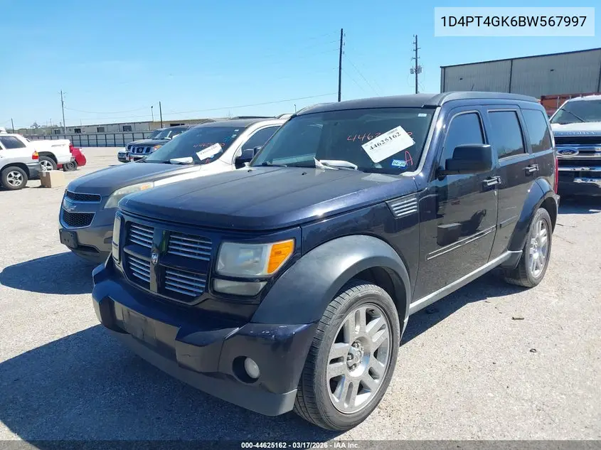 2011 Dodge Nitro Heat VIN: 1D4PT4GK6BW567997 Lot: 44625162