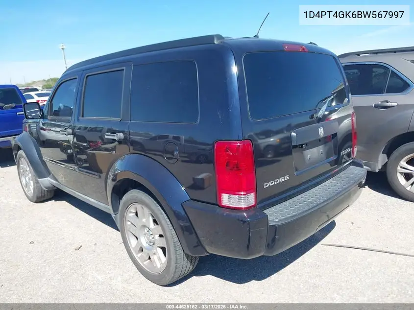 2011 Dodge Nitro Heat VIN: 1D4PT4GK6BW567997 Lot: 44625162