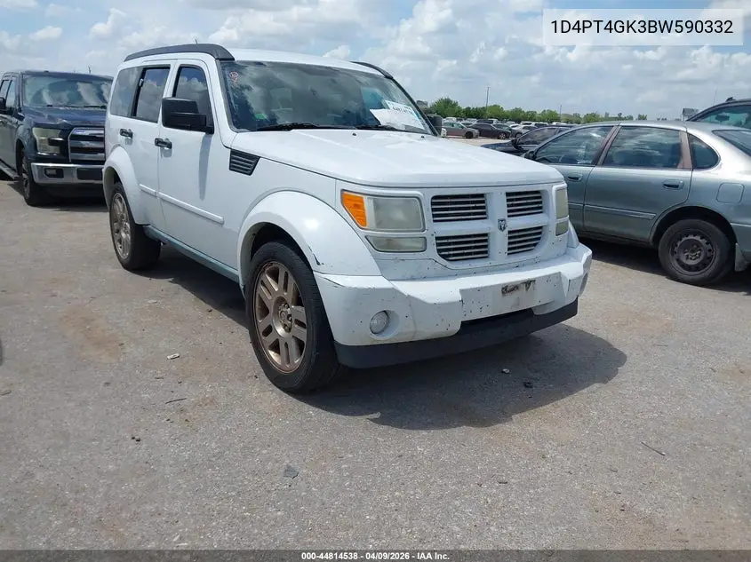 2011 Dodge Nitro Heat VIN: 1D4PT4GK3BW590332 Lot: 44814538