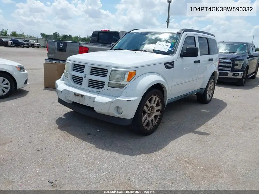 2011 Dodge Nitro Heat VIN: 1D4PT4GK3BW590332 Lot: 44814538