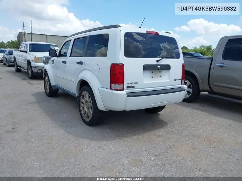 2011 Dodge Nitro Heat VIN: 1D4PT4GK3BW590332 Lot: 44814538