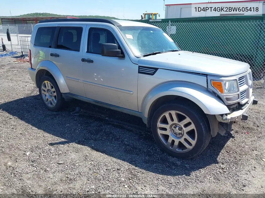 2011 Dodge Nitro Heat VIN: 1D4PT4GK2BW605418 Lot: 45072133