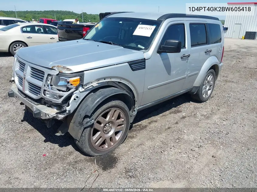 2011 Dodge Nitro Heat VIN: 1D4PT4GK2BW605418 Lot: 45072133