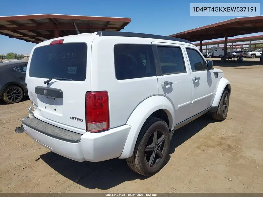 2011 Dodge Nitro Heat VIN: 1D4PT4GKXBW537191 Lot: 45137131