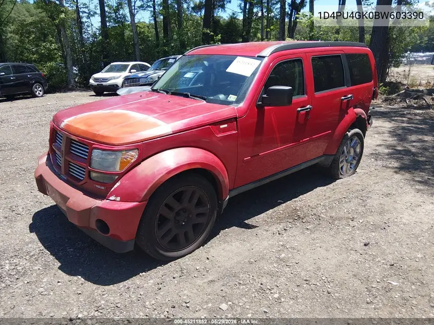 2011 Dodge Nitro Heat VIN: 1D4PU4GK0BW603390 Lot: 45211852