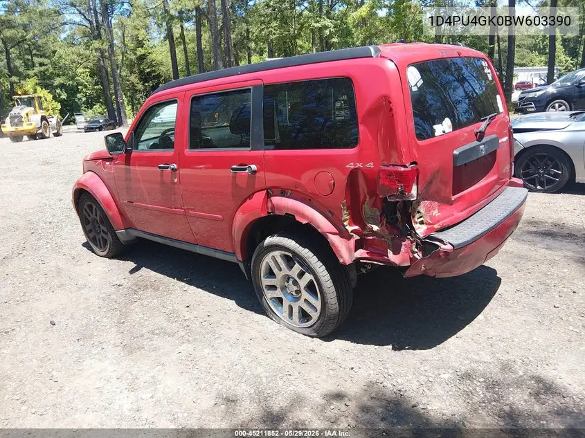 2011 Dodge Nitro Heat VIN: 1D4PU4GK0BW603390 Lot: 45211852