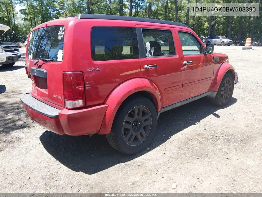 2011 Dodge Nitro Heat VIN: 1D4PU4GK0BW603390 Lot: 45211852