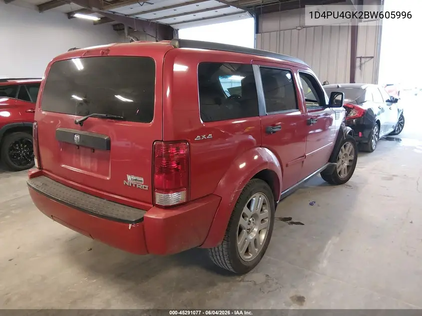 2011 Dodge Nitro Heat VIN: 1D4PU4GK2BW605996 Lot: 45291077