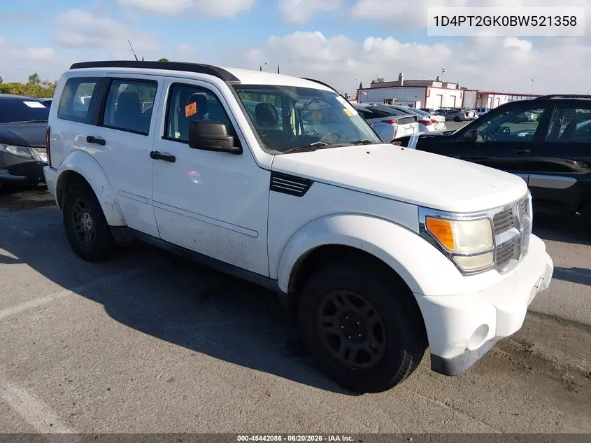 2011 Dodge Nitro Se VIN: 1D4PT2GK0BW521358 Lot: 45442086
