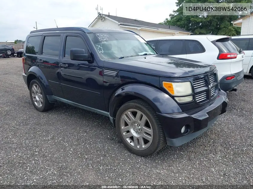 2011 Dodge Nitro Heat VIN: 1D4PU4GK3BW542066 Lot: 45498621
