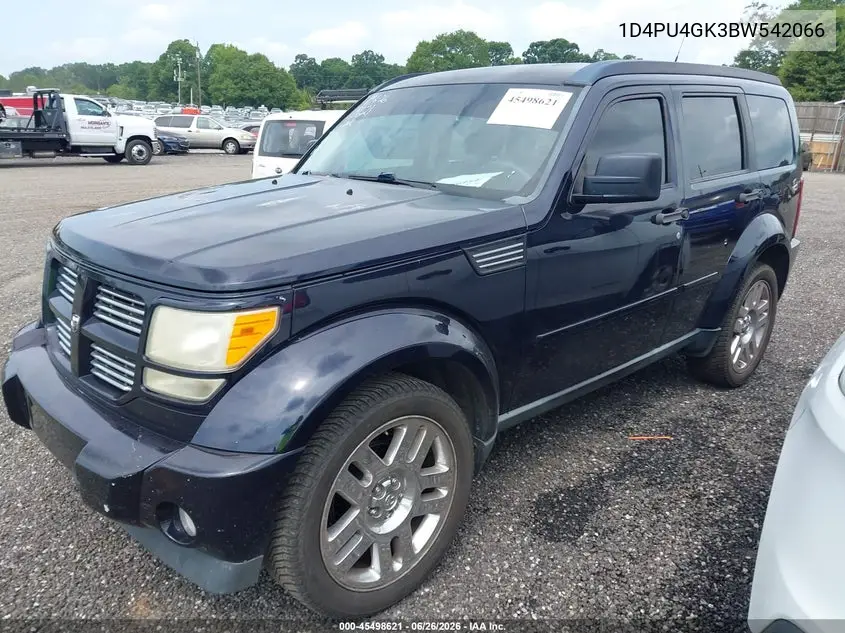 2011 Dodge Nitro Heat VIN: 1D4PU4GK3BW542066 Lot: 45498621