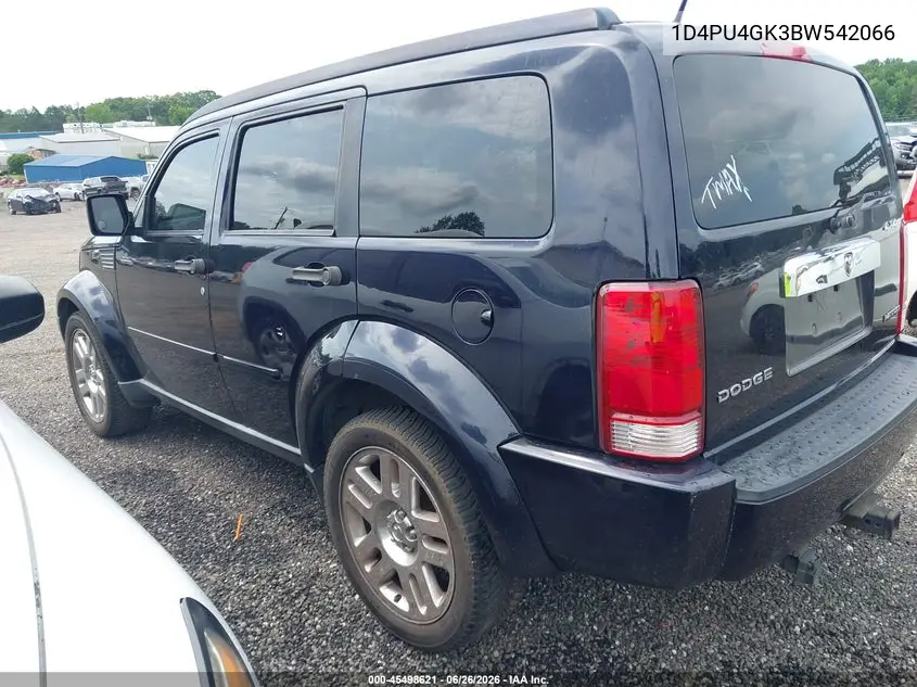 2011 Dodge Nitro Heat VIN: 1D4PU4GK3BW542066 Lot: 45498621