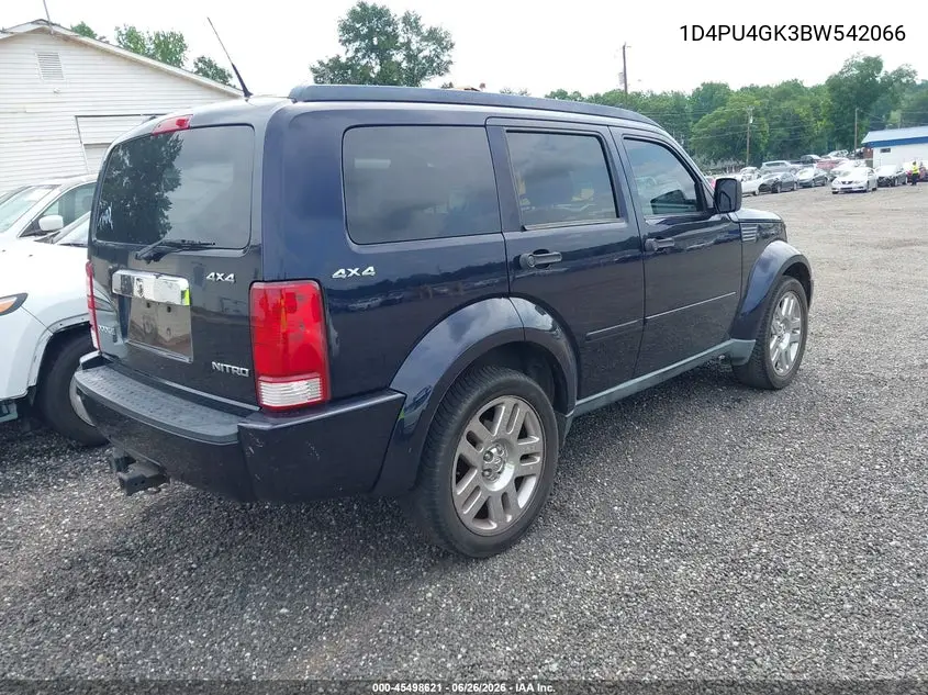 2011 Dodge Nitro Heat VIN: 1D4PU4GK3BW542066 Lot: 45498621