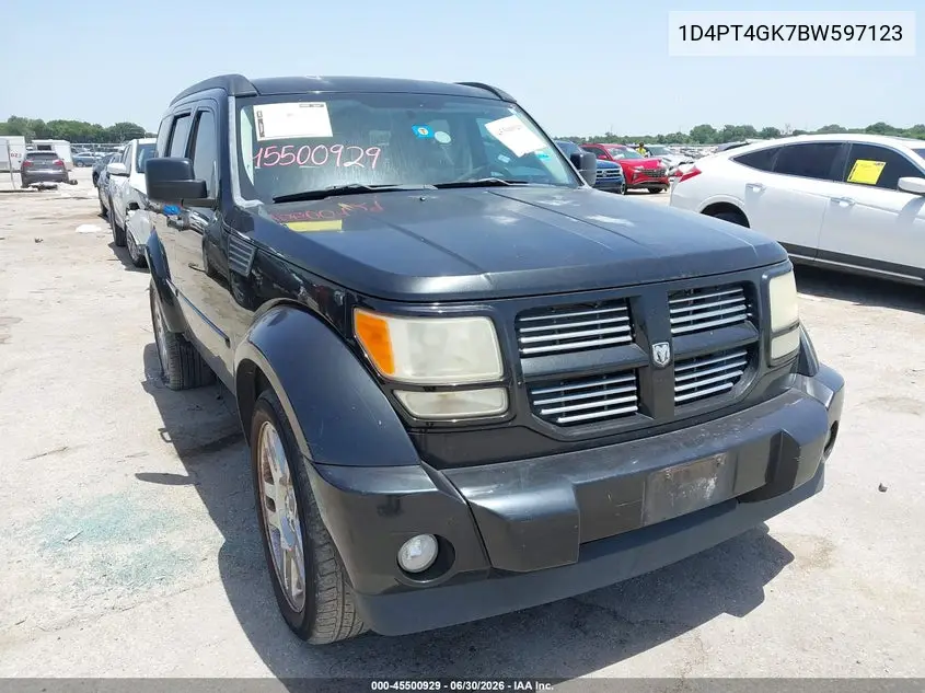 2011 Dodge Nitro Heat VIN: 1D4PT4GK7BW597123 Lot: 45500929