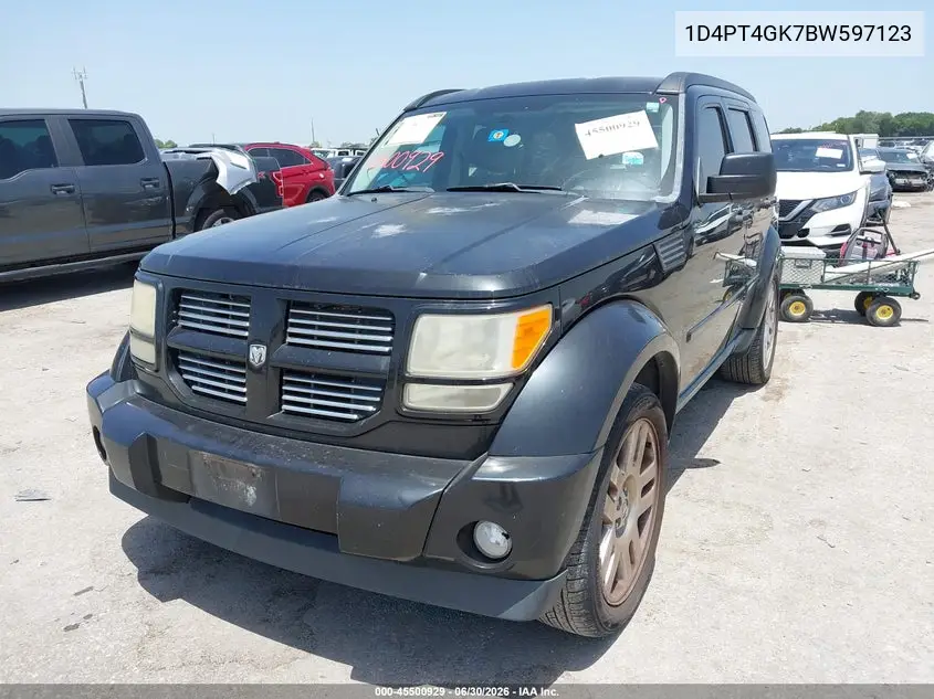 2011 Dodge Nitro Heat VIN: 1D4PT4GK7BW597123 Lot: 45500929