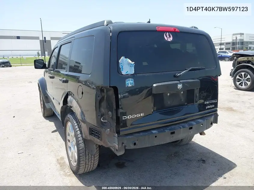 2011 Dodge Nitro Heat VIN: 1D4PT4GK7BW597123 Lot: 45500929