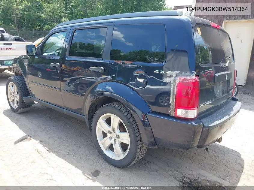 2011 Dodge Nitro Heat VIN: 1D4PU4GK3BW514364 Lot: 45534942