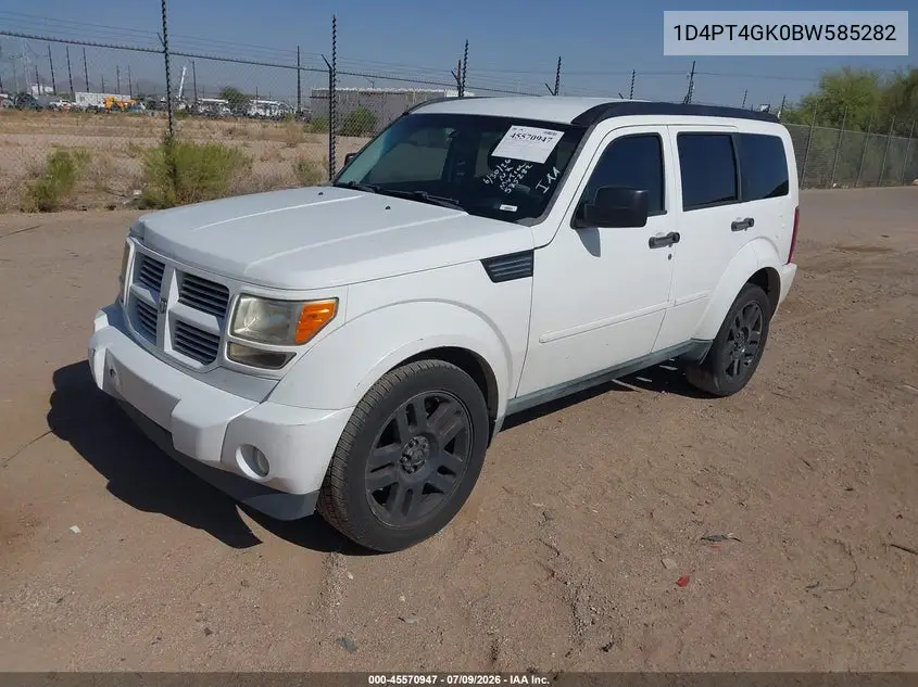 2011 Dodge Nitro Heat VIN: 1D4PT4GK0BW585282 Lot: 45570947