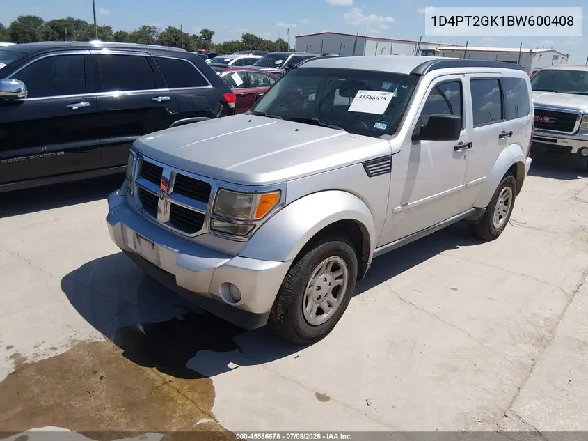 2011 Dodge Nitro Se VIN: 1D4PT2GK1BW600408 Lot: 45586678