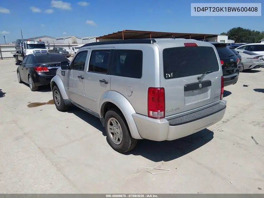 2011 Dodge Nitro Se VIN: 1D4PT2GK1BW600408 Lot: 45586678