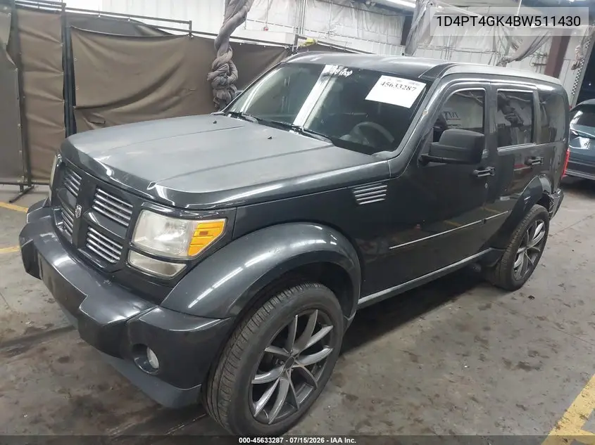 2011 Dodge Nitro Heat VIN: 1D4PT4GK4BW511430 Lot: 45633287