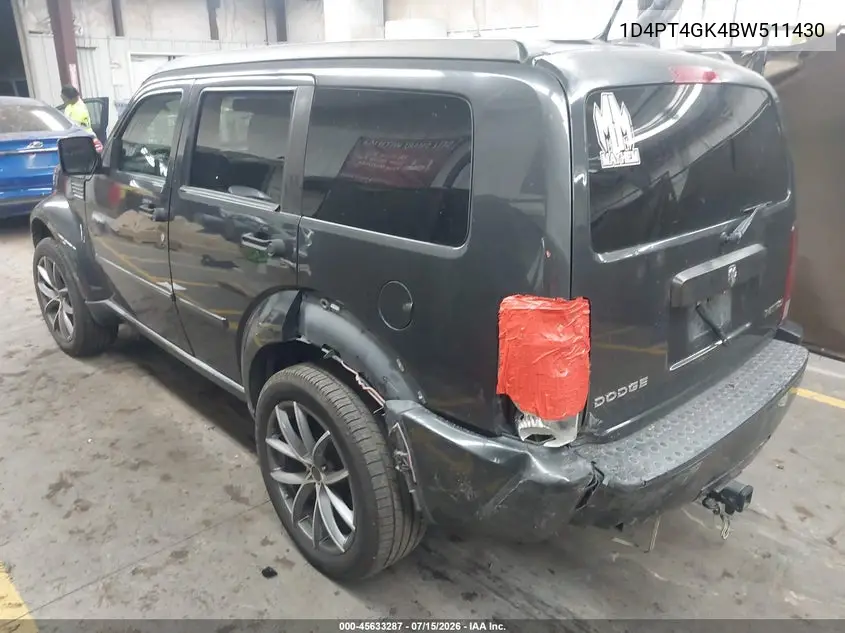 2011 Dodge Nitro Heat VIN: 1D4PT4GK4BW511430 Lot: 45633287