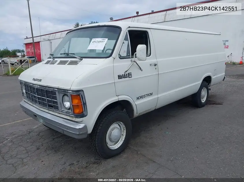 1982 Dodge Ram Van B250 VIN: 2B7HB23P4CK142551 Lot: 45124557