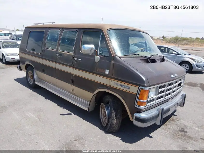 1986 Dodge Ram Van B250 VIN: 2B6HB23T8GK561803 Lot: 45331692
