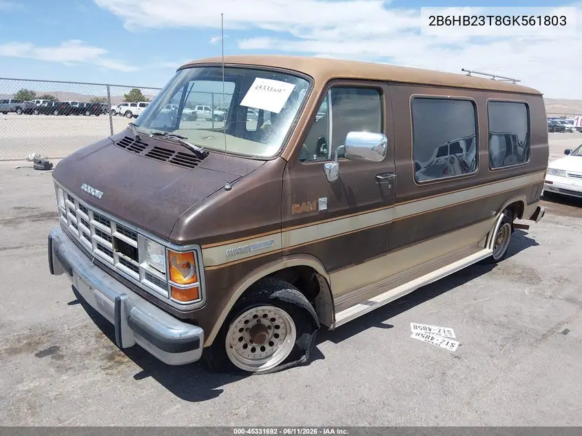 1986 Dodge Ram Van B250 VIN: 2B6HB23T8GK561803 Lot: 45331692