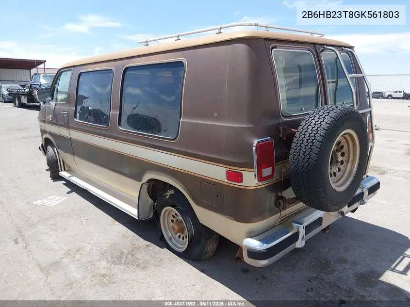 1986 Dodge Ram Van B250 VIN: 2B6HB23T8GK561803 Lot: 45331692