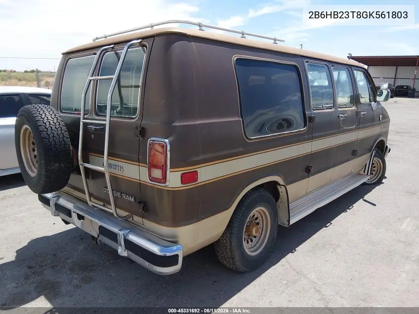 1986 Dodge Ram Van B250 VIN: 2B6HB23T8GK561803 Lot: 45331692