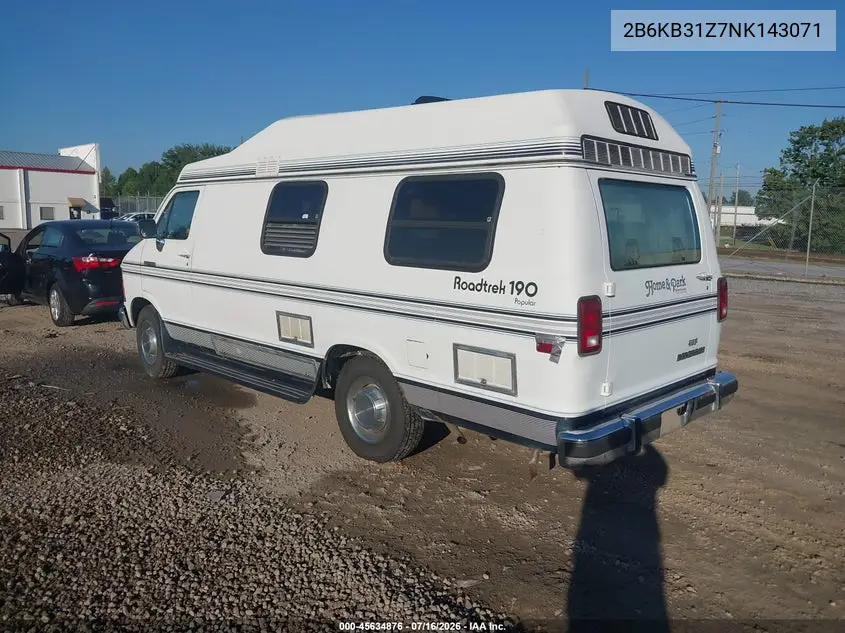 1992 Dodge Ram Van B350 VIN: 2B6KB31Z7NK143071 Lot: 45634876
