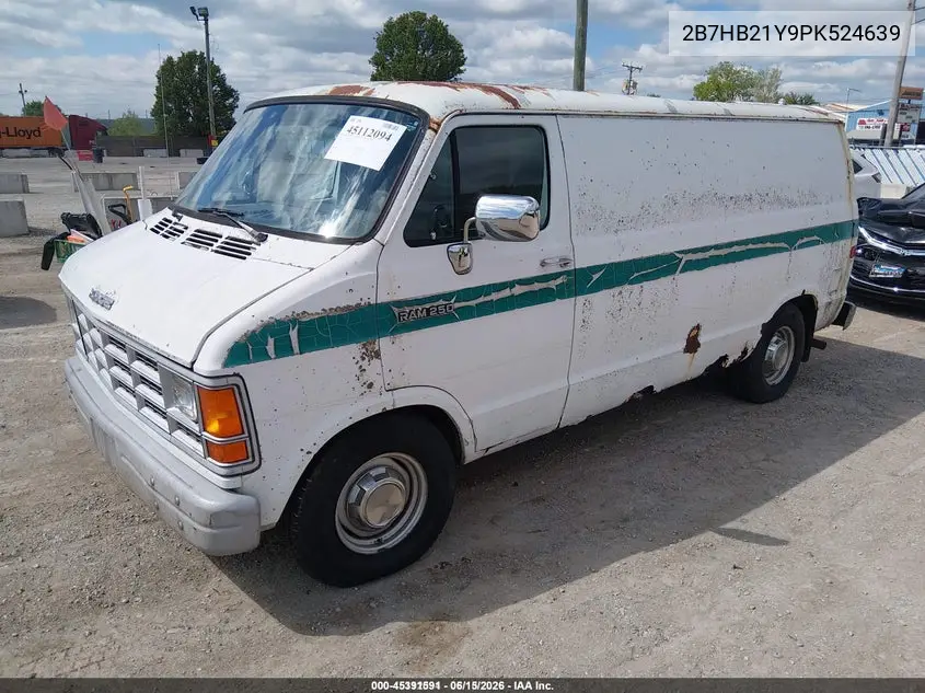 1993 Dodge Ram Van B250 VIN: 2B7HB21Y9PK524639 Lot: 45391591
