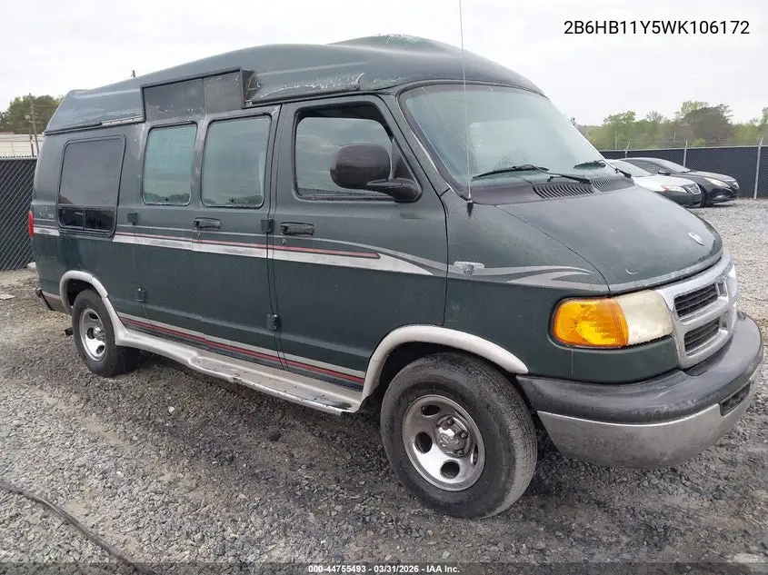 1998 Dodge Ram Van 1500 Commercial/Conversion VIN: 2B6HB11Y5WK106172 Lot: 44755493