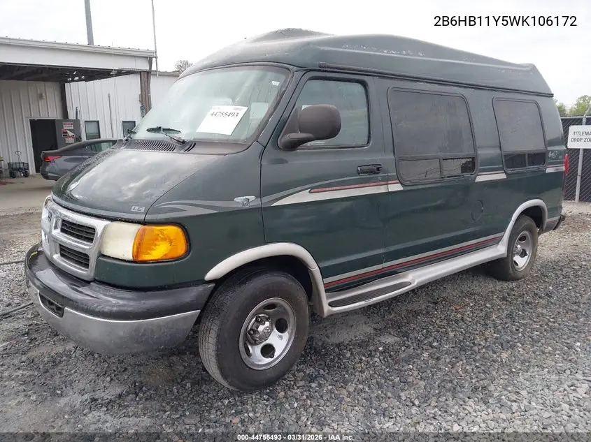 1998 Dodge Ram Van 1500 Commercial/Conversion VIN: 2B6HB11Y5WK106172 Lot: 44755493