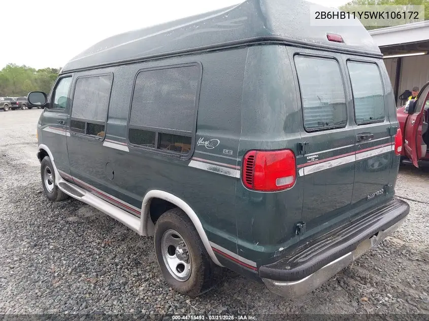 1998 Dodge Ram Van 1500 Commercial/Conversion VIN: 2B6HB11Y5WK106172 Lot: 44755493