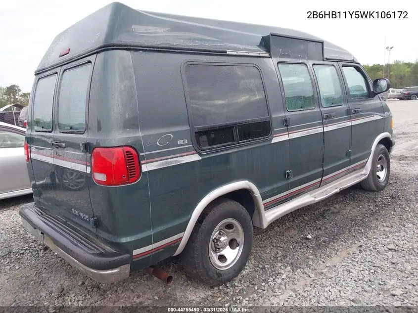 1998 Dodge Ram Van 1500 Commercial/Conversion VIN: 2B6HB11Y5WK106172 Lot: 44755493
