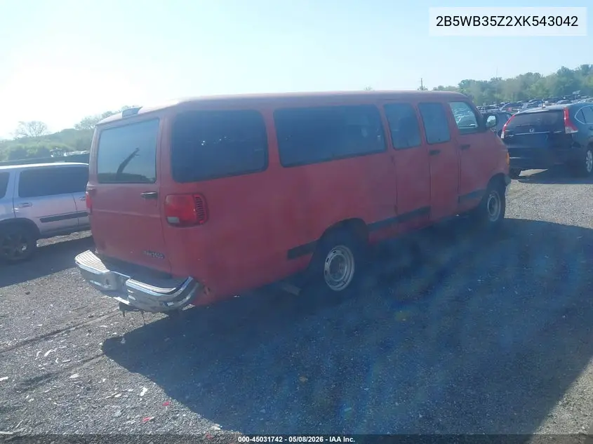 1999 Dodge Ram Wagon 3500 VIN: 2B5WB35Z2XK543042 Lot: 45031742