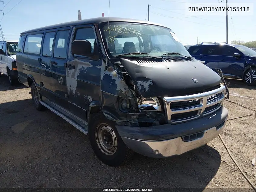 2000 Dodge Ram Wagon 3500 VIN: 2B5WB35Y8YK155418 Lot: 44872405