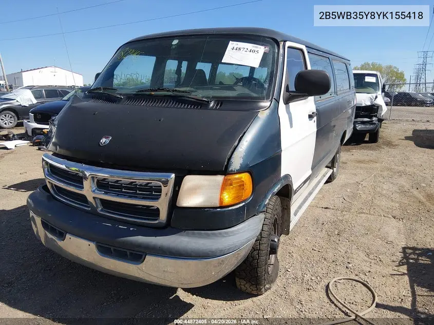 2000 Dodge Ram Wagon 3500 VIN: 2B5WB35Y8YK155418 Lot: 44872405